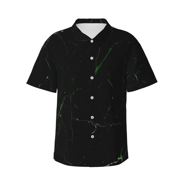 Balery Black Marble Camisas hawaianas de manga corta para hombre, camisas playeras de corte holgado, camisas de vacaciones con botones,X-Large