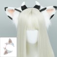 thumbnail image 4 of Diadema peluda con orejas de vaca, aro elástico para el pelo para disfraz de cosplay de animales de fiesta, color blanco, 4 of 5