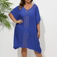thumbnail image 4 of VBARHMQRT Female Beach Cover ups for Women Long Plus Size Women Mid Length Sleeve Pullover Plus Size Viscose Women Dress for Prayer Beach Cover up Skirt Crochet Bikini Cover up Dress Plus Size, 4 of 6