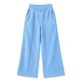 thumbnail image 3 of LUGOGNE Girls Corduroy Pants with Pockets - Elastic Waist Straight Leg Casual Sweatpants Kids Clothing Blue,Size 14, 3 of 8