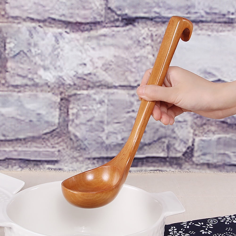 farfi01 Wooden Soup Ladle Long Handle Hot Pot Spoon Oil Scoop Kitchen ...