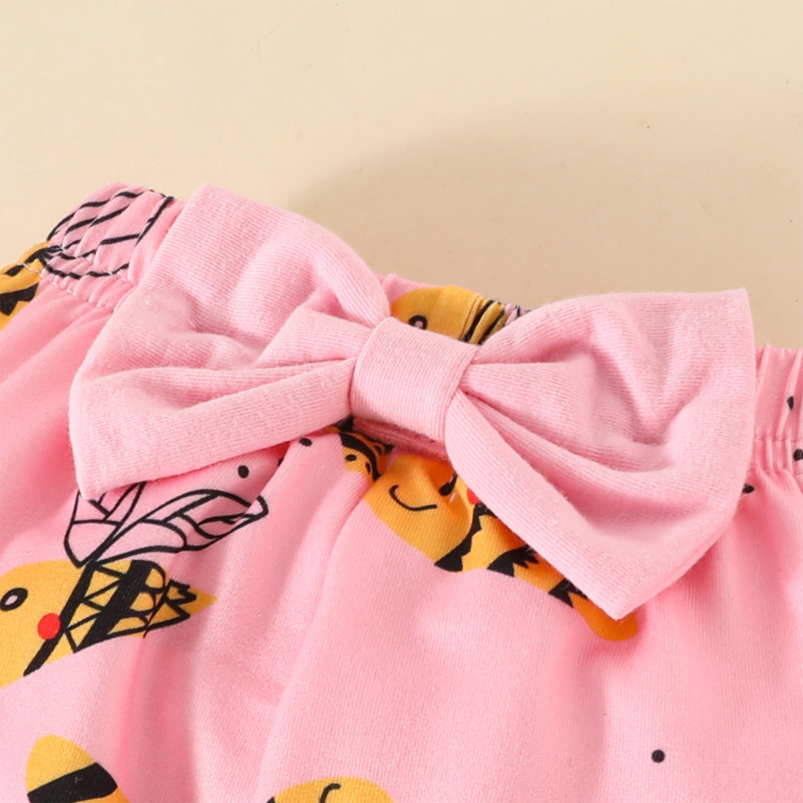 OBEEII Long Sleeve Romper Outfits for Infant Toddle Girls Printed Jumpsuits Bell Bottom Pants with Bow Headband 3PCS 1st Birthday Coming Home Casual Outfits