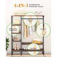 thumbnail image 4 of HOKEEPER 650lbs Capacity Heavy Duty Clothes Rack with Shelves Freestanding Closet Organizer with Hooks Metal Wardrobe Clothing Rack and Storage Shelves Garment Rack with Wood Storage Shelves Brown, 4 of 8