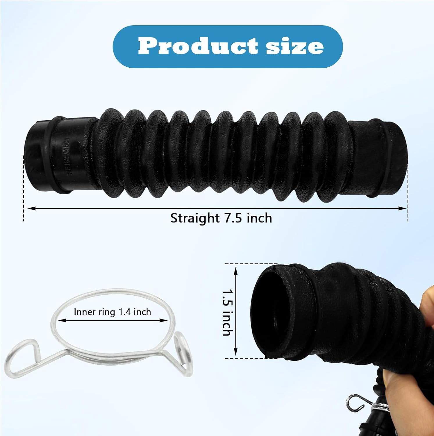 Superbobi AEM73213001 Washer Drain Hose Assembly Compatible with LG Washing Machines - Thicker Tub-to-Pump Connector with Stainless Steel Hose Clamps, Replaces 2134394