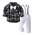 thumbnail image 4 of Toddler Gentleman Suit Baby Little Boy Clothes Sets Bowtie Long Sleeve Shirts and Suspenders Pants Sets 2Pcs Casual Outfit Sets,12 Months-7 Years, 4 of 10