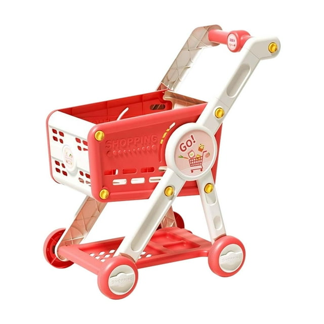 Esquirla Chariot d'Achats pour Enfants Simulation Supermarché Chariot à Main Jouet Jeu de Rôle Jeu d'Imitation Rouge
