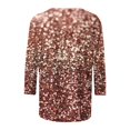 thumbnail image 5 of Besolor 3/4 Sleeve Shirts for Women 2024 Fashion Sparkly Tops for Women Crewneck Casual Going out Tunic Tee Tops Hot Pink 1, 5 of 5