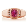 thumbnail image 3 of Gem Stone King 1.56 Ct Red Created Ruby White Created Sapphire 18K Rose Gold Plated Silver Men's Ring, 3 of 6