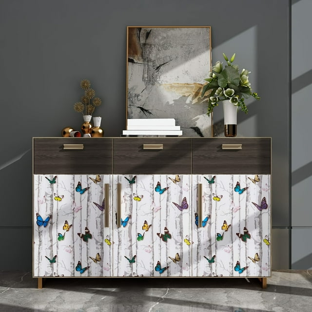 1 Roll Self-Adhesive Wallpaper, Rustic Butterfly Trees Pattern Contact Paper, Peel And Stick, Waterproof Removable Living Room Kitchen Bedroom Dormitory Wallpaper, Furniture Refurbishment Wallpaper, F