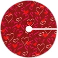 thumbnail image 1 of FMSHPON Valentine's Day Beautiful Red Love Heart Xmas Christmas Tree Skirt Stand Mat for Holiday Party Decoration Indoor Outdoor 48 inches, 1 of 6