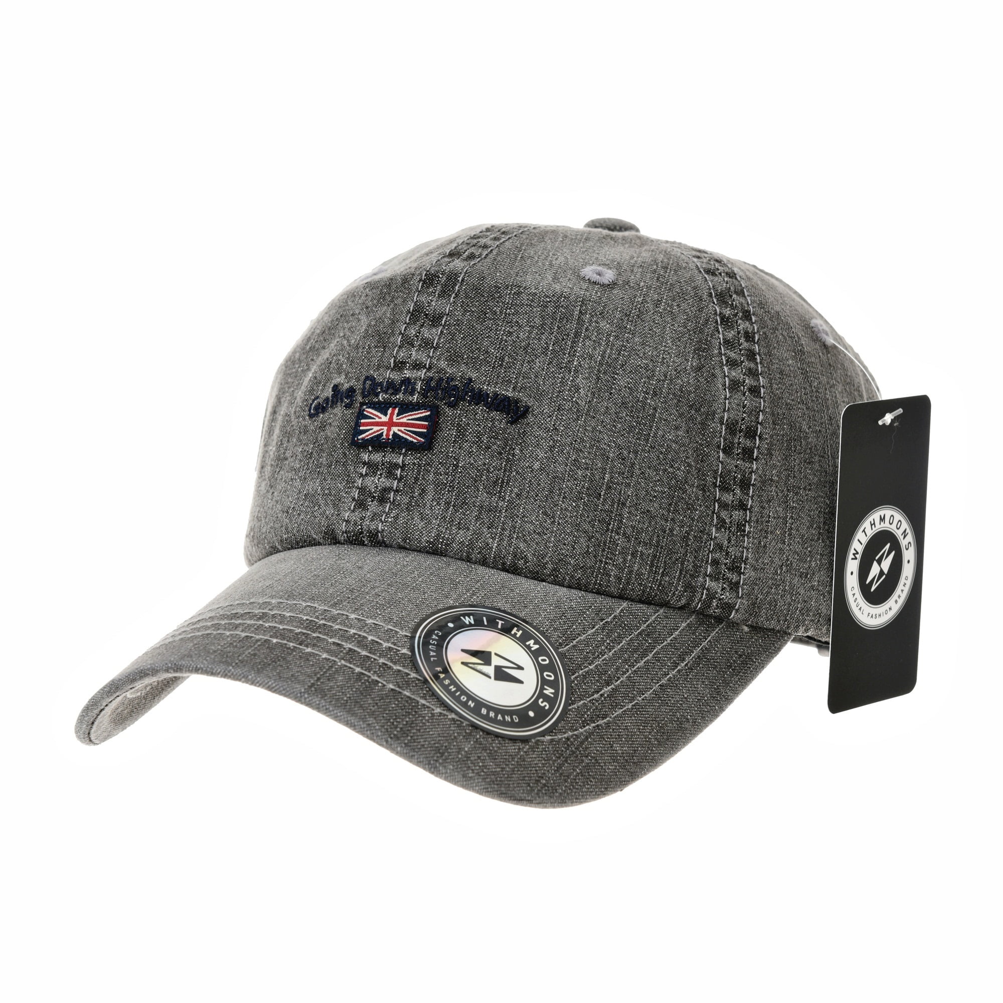 WITHMOONS Denim Baseball Cap Union Jack Patch Simple Plain Jean Ball