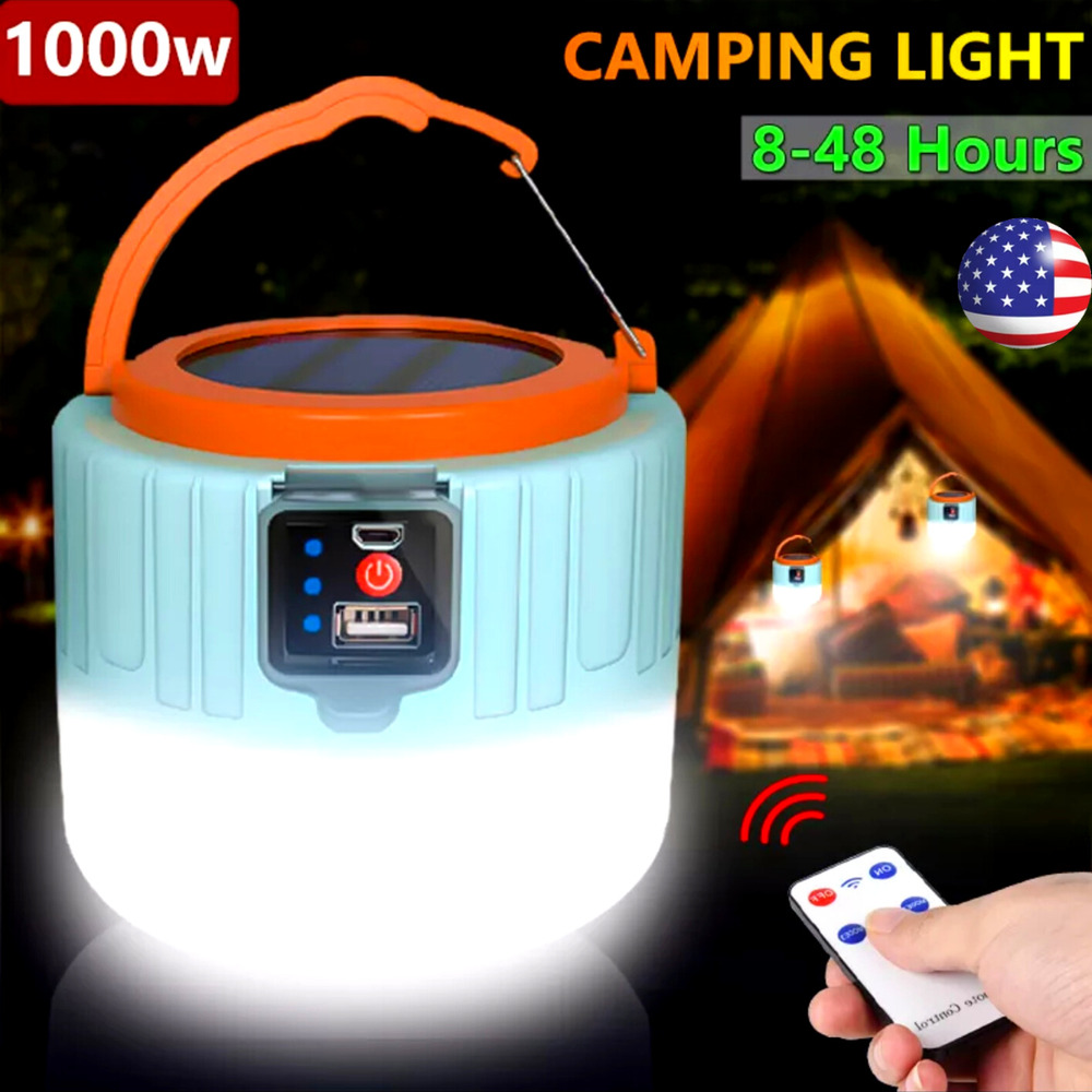 Lampara Linterna Porttil Solar 600 Lumen USB Recargable LED De Patio Con Remoto