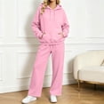 thumbnail image 2 of IWRICH Two Piece Sets for Women Cozy Winter Loungewear Set Wide Leg Pants Sweatshirt Lined Outfits Pink XXL, 2 of 4