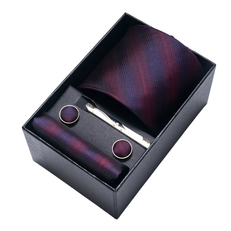 Tie Set Gift Box for Men Luxury Tie Pocket Square Cufflink Tie Clip Gift Box Suit Set for Men