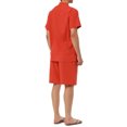 thumbnail image 3 of Conjuntos de lino para hombres INSPIRE CHIC, camisa de cuello band, botones cortos, pantalones cortos de playa sólidos M color rojo ladrillo, 3 of 6