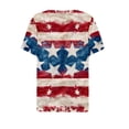 thumbnail image 4 of Itsame 4th of July Shirts Women Independence Day Short T-Shirt Sleeve American Flags Printed Short Sleeve Top, V-Neck Blue, 4 of 5