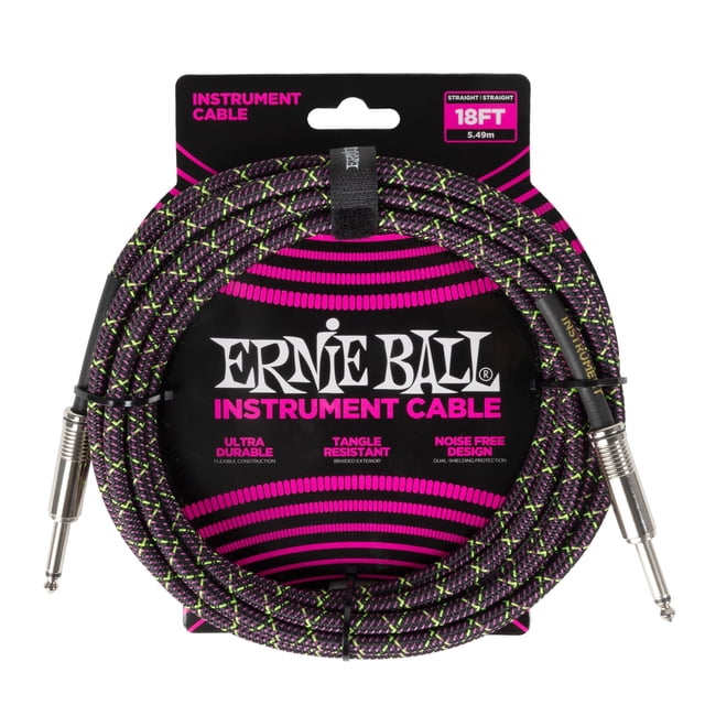 Ernie Ball Instrument Cable, 1/4" Straight, Purple Python, 18ft (P06431)