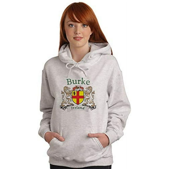 Burke Irish Coat of Arms Ash Hooded Sweatshirt
