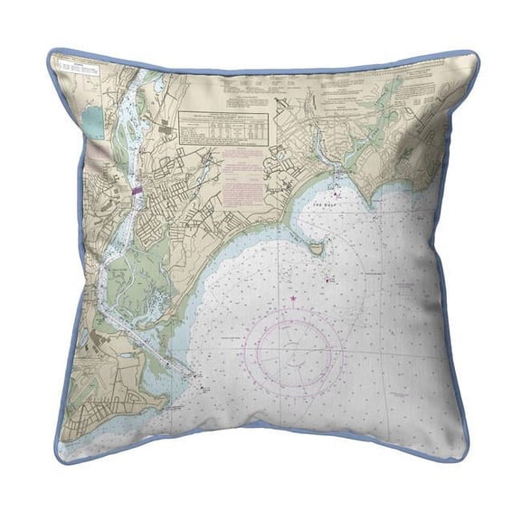Betsy Drake ZP12370NS 22 x 22 in. North Long Island Sound, NY Nautical Map Extra Large Zippered Indoor & Outdoor Pillow