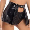 thumbnail image 5 of Minifalda de charol con aspecto mojado para mujer, ropa para discoteca de baile en barra, faldas cortas con frente abierto, faldas ceñidas con un botón, ropa para mujer, 5 of 5