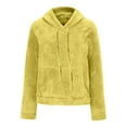 thumbnail image 3 of QUYUON Womens Fuzzy Hoodies Oversized Plush Hooded Sweatshirt Fleece Hoodies with Pockets Sport Pullover Hoodie Athletic Cozy Winter Warm Sweater Coat Shirts Tops Yellow L, 3 of 5