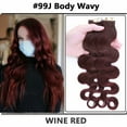 thumbnail image 2 of MY-LADY Tape in Natural Russian Human Hair Extensions Curly Body Wavy Glue Highlight Hairpiece US Stock 20PCS 22" #99J Wine red, 2 of 10