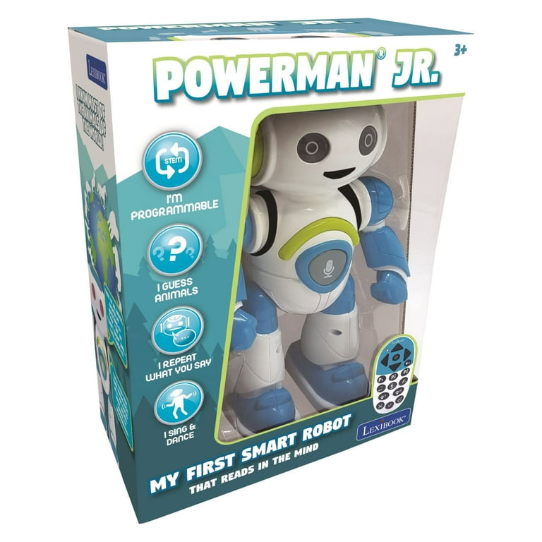  Lexibook - Powerman Jr. Smart Interactive Toy That Reads in The  Mind Toy for Kids Dancing Plays Music Animal Quiz STEM Programmable Remote  Control Boy Robot Junior Green/Blue - ROB20EN 