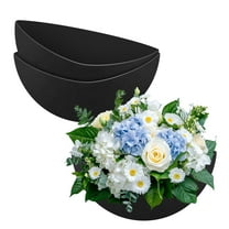 TSV 3pcs Half Round Replacement for Garden Basket, 16'' Plant Basket Liner for Hanging Flower Pot, Balck