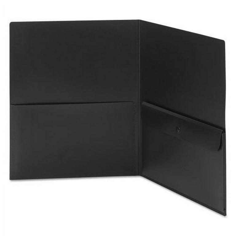 Poly Two-Pocket Folder with Snap Closure Security Pocket, 100-Sheet Capacity, 11 x 8.5, Black, 5/Pack Poly Two-Pocket Folder with Snap Closure Security Pocket, 100-Sheet Capacity, 11 x 8.5, Black, 5/Pack