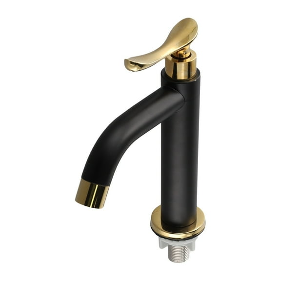 304 Stainless Steel Single Handle Faucet Bathroom Sink Faucets Black&Gold Single Cold Water Washbasin Tap Basin Faucets