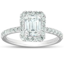 Pompeii 1 1/2 Ct Emerald Cut Diamond Halo Engagement Ring 14k White Gold Lab Grown