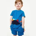 thumbnail image 4 of LYMAYTER 2-8Y Baby Toddler Boys Summer Cartoon Cotton Shorts Outfit 2PCS Kids Short Sleeve T-Shirt Tee Tops Joggers Casual Shorts Set, 4 of 10
