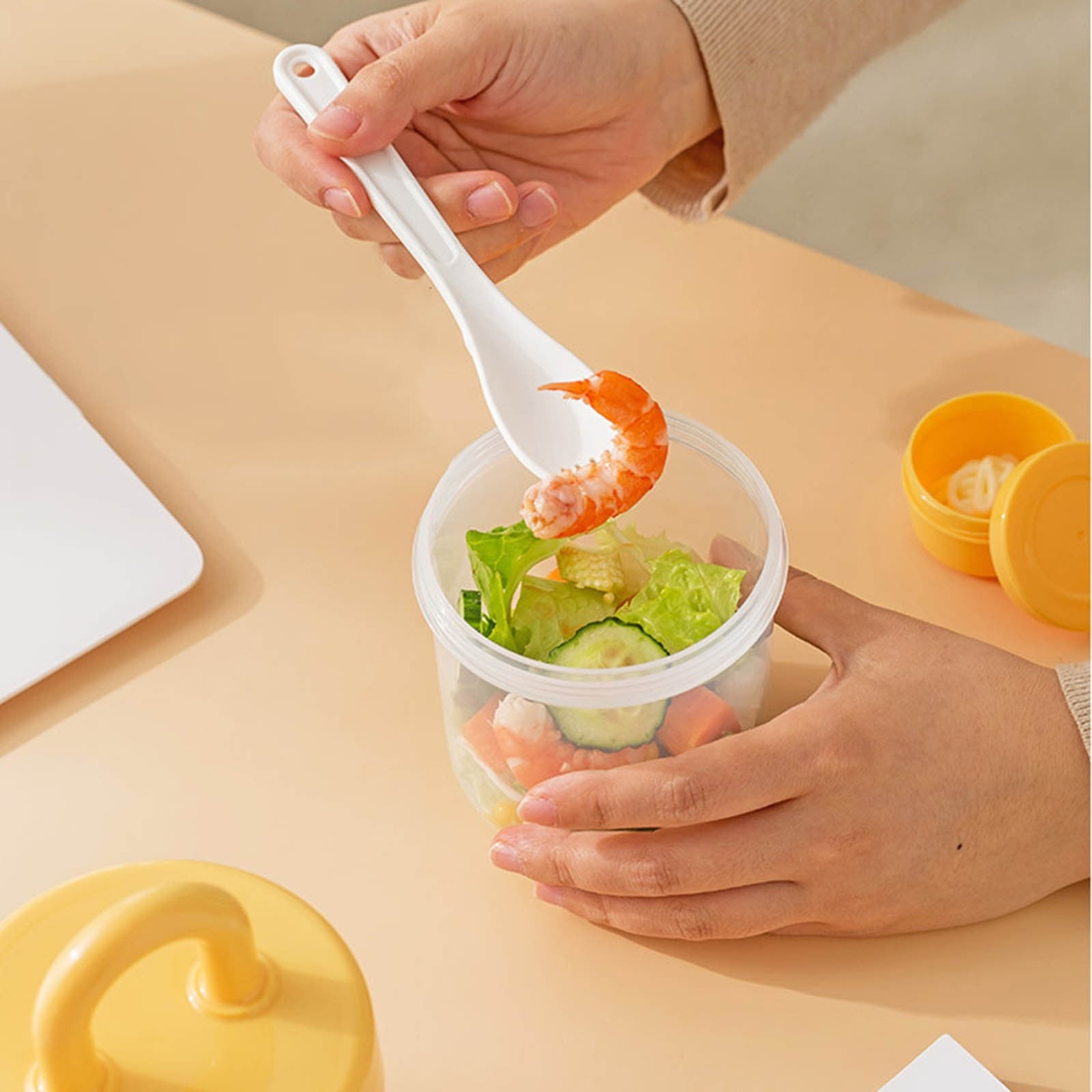 Jubipavy Water Cup And Bottle Simples Student Breakfast Yogurt Salad Cup Double Layer Handy Cup With Lid And Spoon Portable Takeaway Fats Loss Light Diet Cups