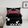 thumbnail image 5 of Catabedysis Race Checkered Print Full Size Comforter Sets For Boys,Initial Lettering H Bedding Comforter Set,Black Reversible,3 Pieces,1 Comforter and 2 Pillowcases, 5 of 7