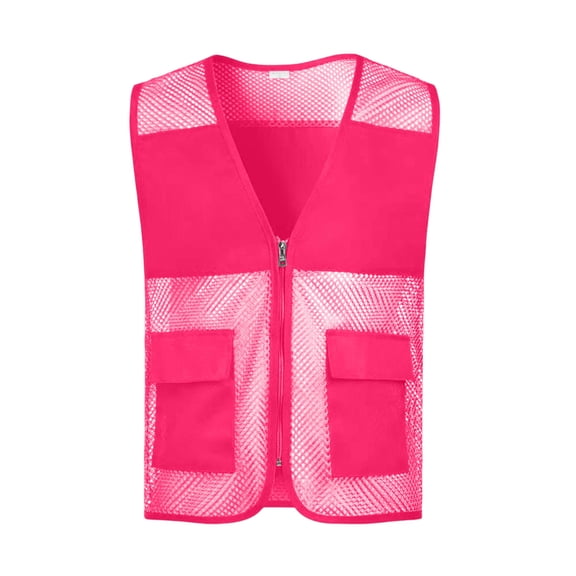 Homenesgenics Yellow Jackets Vest Women's Tank Tops Outdoor Fishing Travel Hiking V-Neck Reflective Safety Vest Pink M