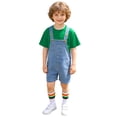 thumbnail image 6 of LRen Overalls for Girls Size 10-12 Summer Denim Shortsalls+ Solid Color Top+Socks 3Piece Set Loose Fit Cotton Daily Wear Stretchy Denim Rompers With Pockets, 6 of 7