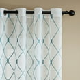 Topfinel White Sheer Curtains 90 Inches Long Teal Embroidered Diamond