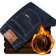 thumbnail image 5 of Pantalones vaqueros con forro polar para hombre, gruesos, cálidos, estilo otoño e invierno, elásticos, rectos, sueltos, informales, duraderos, largos, 5 of 5