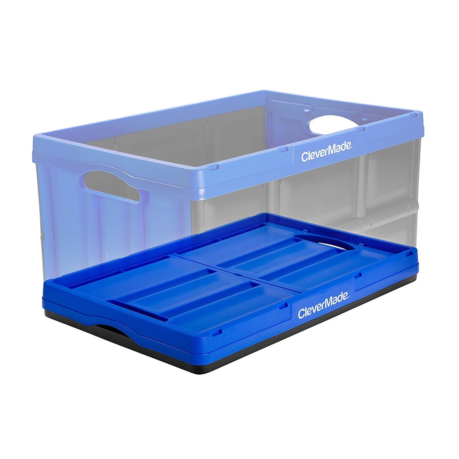 CleverMade 12 Gal Collapsible Storage Bins, 3PK Plastic Storage Bins - Blue