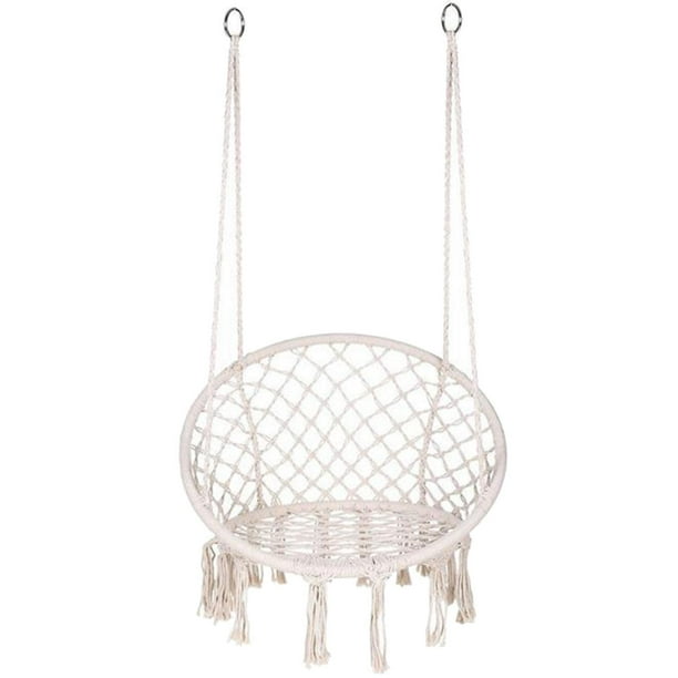 Hamaca al aire libre para sillas de techo para una sola , cesta colgante nórdica transpirable, columpio tejido, columpio para patio, jardín, beige Sunnimix Hamaca al aire libre