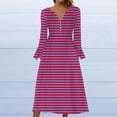 thumbnail image 2 of SHTXOZHI Womens Long Bell Sleeve Button Up Dress V Neck A-Line Printed Loose Dress with Pockets, 2 of 5