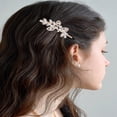 thumbnail image 3 of 1pc Alloy Hair Bobby Pins with Crystal Rhinestone Leaf Golden 81x32x10mm, 3 of 3