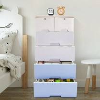 Storage Cabinet with Drawers, Closet Drawers Tall Dresser Organizer 6 Drawers Gradient Blue Plastic Drawers Dresser