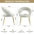 thumbnail image 4 of Hassch Contemporary Teddy Accent Dining Side Chair with Curved Back, Gold Metal Legs with Adjustable Foot Pads, Comfortable Upholstered Seat, for Home Office, Dining Room (White), 4 of 6
