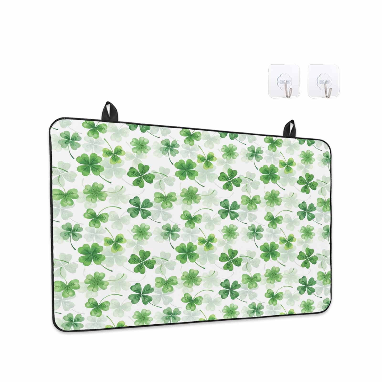 St. Patrick's Day Stove Top Cover for Electric Stove, Heat-proof & Non Slip Glass Top Stove Cover Protector, Lucky Shamrock Green Spring Plants Vintage Kitchen Flat Cooktop Rubber Mat 24x21 Inches