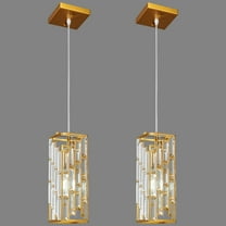 LMQNINE Modern Gold Pendant Lighting Mini Crystal Chandeliers with Adjustable High for Kitchen Island Dinning Room Bedroom (2 Pack)