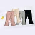 thumbnail image 6 of GYRATEDREAM Infant Baby Girl Ribbed Knit Bell Bottoms Solid Color Flared Pants Toddler Elastic Waist Ruffle Leggings Fall Clothes, 6 of 8
