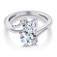thumbnail image 3 of Gem Stone King 925 Sterling Silver White Moissanite Sky Blue Aquamarine Ring for Women (1.56 Cttw, Heart Shape 6MM, Gemstone Birthstone, Size 5), 3 of 6