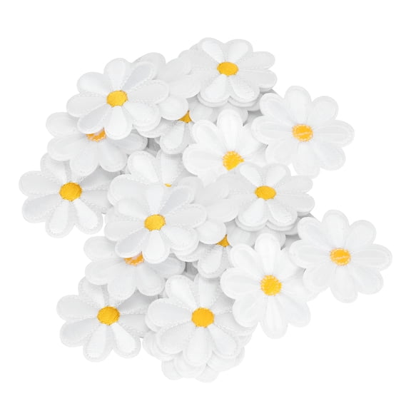 VANIDO Iron Patches,Embroidered Motif Applique,40Pcs Embroidery Cloth Stickers Daisy Pattern Iron Patches Backpack Clothing Accessories