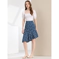 thumbnail image 3 of Unique Bargains Women's Floral Leopard Print Ruffle Midi Skirt, Blue/Yellow, L, 3 of 6